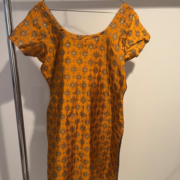 Women’s Indian 3 Piece Orange with Detailed Top & Pants w Matching Wrap-Large - Picture 6 of 9